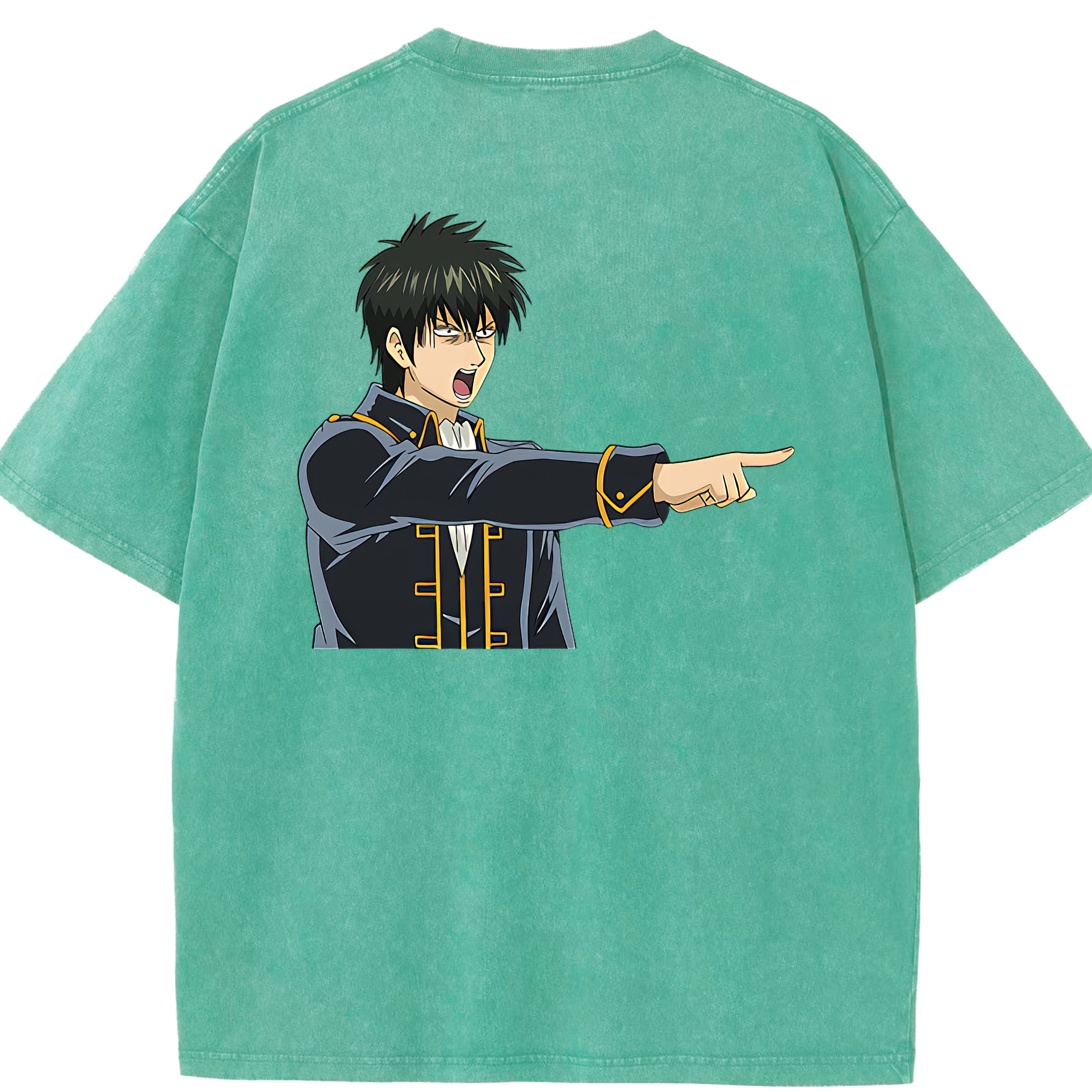 （画像用） ぎんたま 坂田銀時（さかたぎんとき） 神楽 志村新八（しむら しんぱち） GINTAMA Sakata Gintoki Kagura Shimura Shinpachi 綿100% ヴィンテージ風 半袖Tシャツ（背面プリント）
